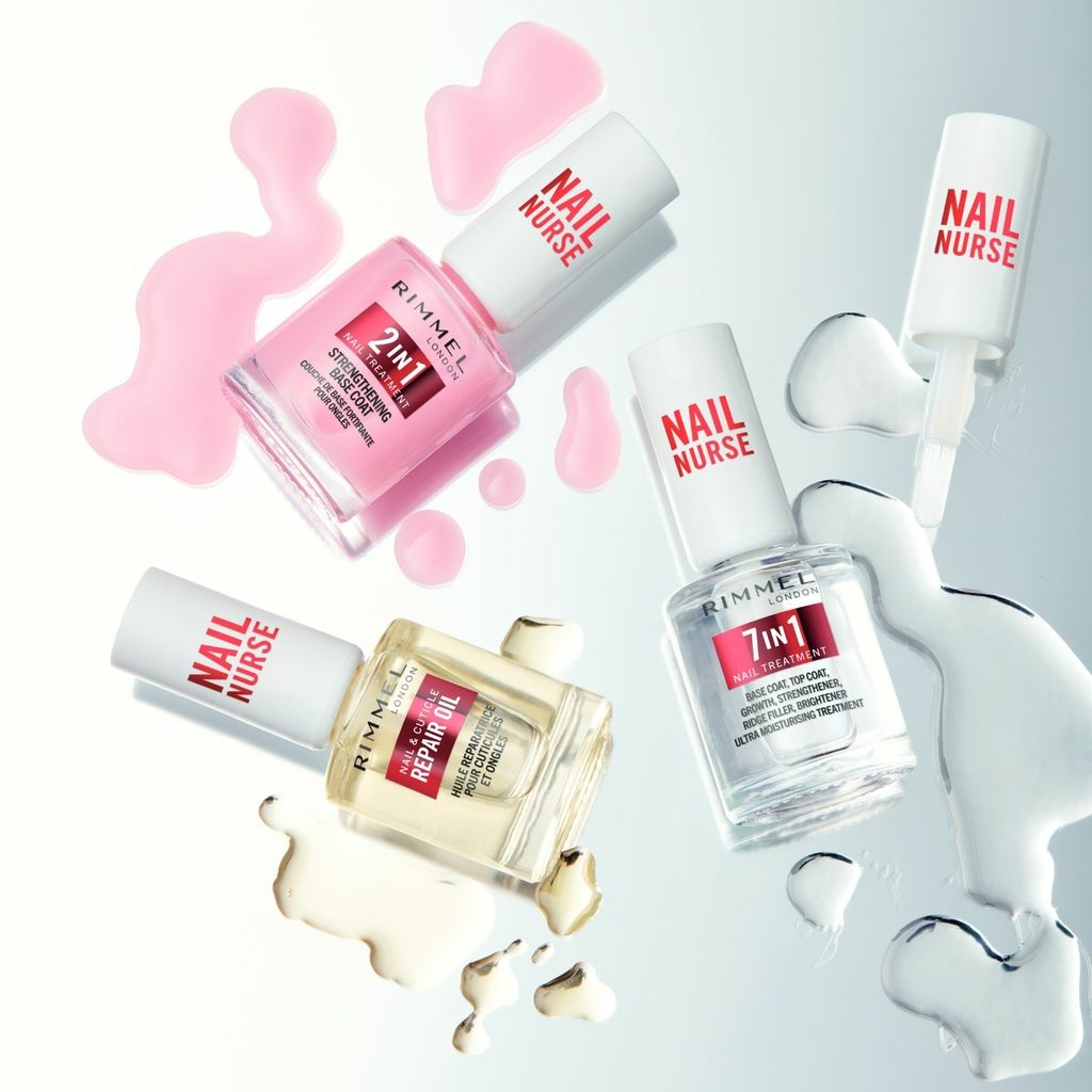 Rimmel London Nail Nurse 7 in 1 Trattamento Unghie Multi Benefit 12 ml - Base e Top Coat, Rinforzante, Idratante, Formula Vegana ad Asciugatura Rapida
