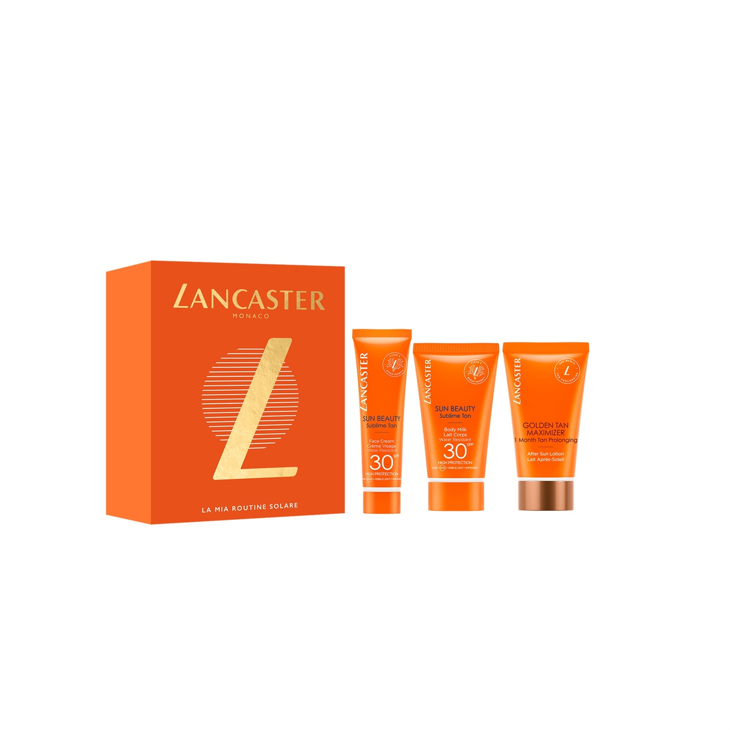 Lancaster My Sun Routine Trio SPF 30 - Cofanetto Regalo con Crema Viso 30ml, Latte Solare Corpo 50ml e Crema Doposole 50ml