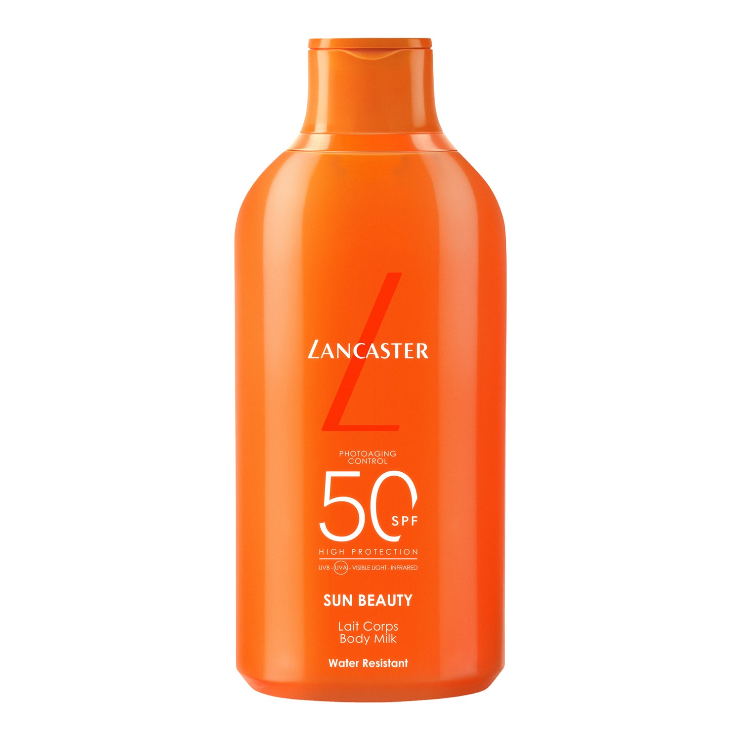 Lancaster Sun Beauty Body Milk - Latte Solare Corpo SPF 50, 400 ml, Protezione ad Ampio Spettro, Stimola l'Abbronzatura, Resistente all'Acqua