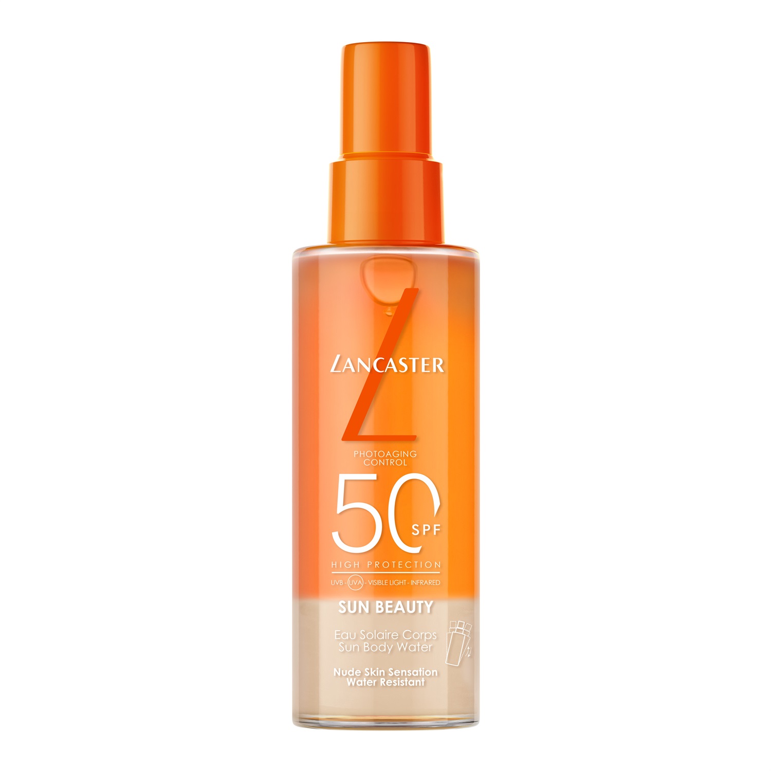 Lancaster Sun Beauty Sun Body Water SPF 50 - Acqua Bifasica Protettiva Solare 150 ml, Texture Ultraleggera, Idratante e Rinfrescante
