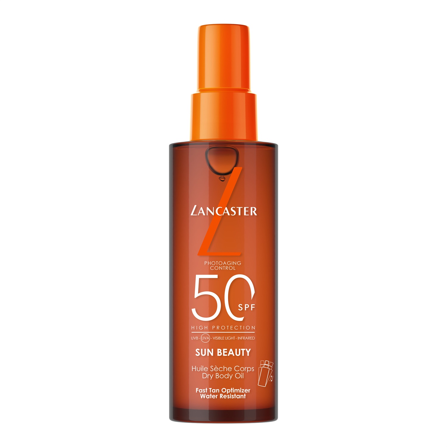 Lancaster Sun Beauty Body Dry Oil SPF 50 - Olio Secco Satinato, 150 ml, Protezione Ampia e Finish Luminoso