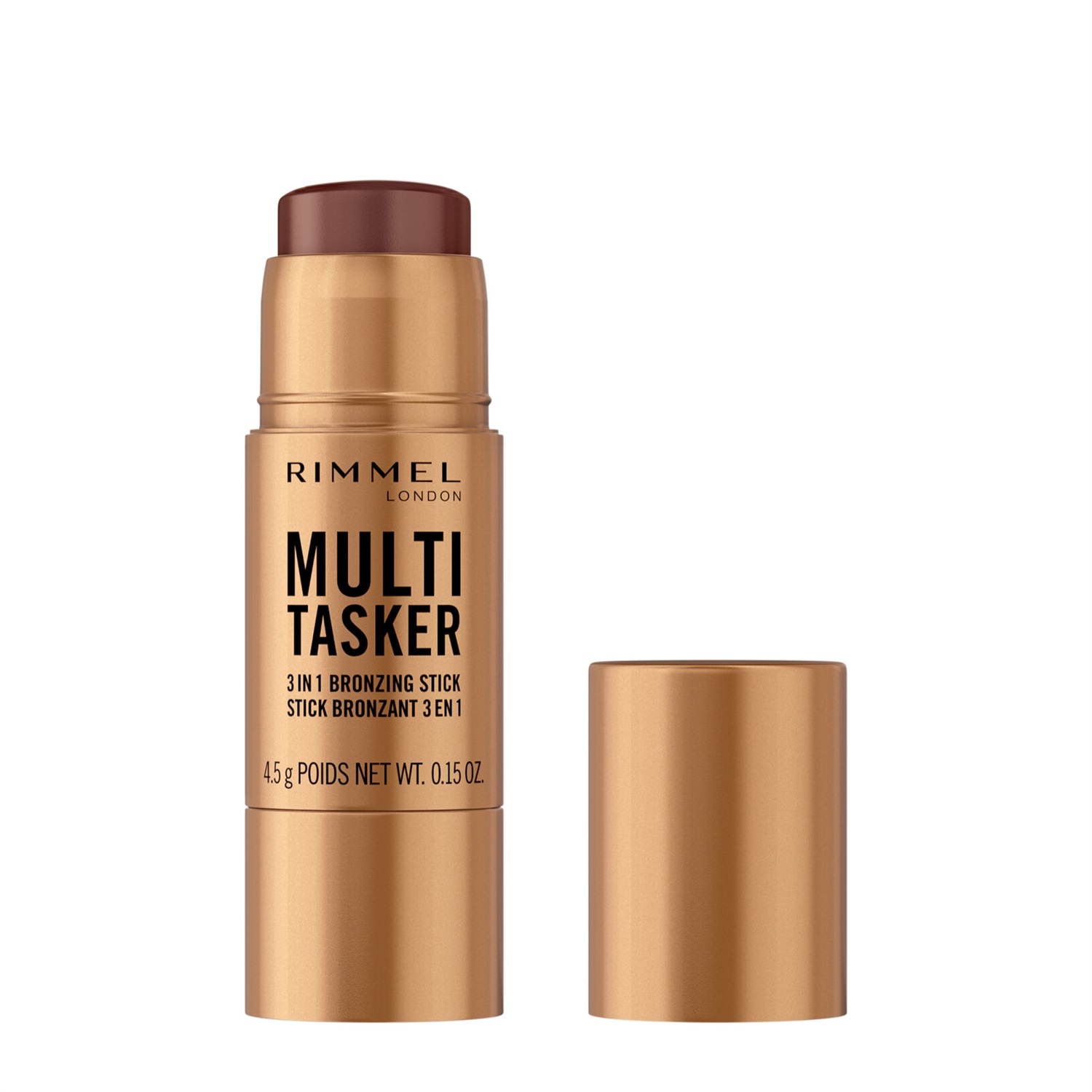 Rimmel London Bronzer in Stick Multi-Tasker 3 in 1 004 Deep - 4,5 g, Finish Delicato e Luminoso, Tenuta Tutto il Giorno