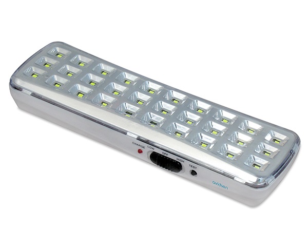 Avidsen Lampada di Emergenza 30 LED SMD Ricaricabile 103661 con Batteria al Litio, Portatile e Installabile a Parete, 2 Intensità di Luce, Autonomia Fino a 6 Ore