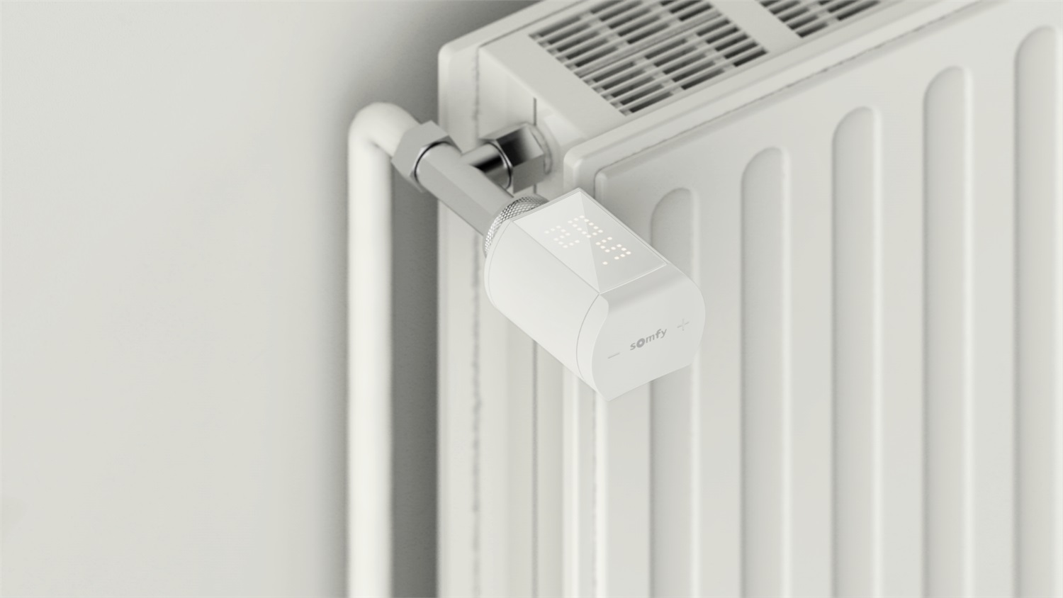 Somfy 1870508 - Valvola Termostatica Collegata io per Radiatori ad Acqua Calda con Tahoma - Silenziosa e Controllo Individuale della Temperatura