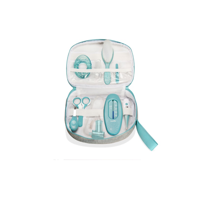 Babymoov A032002 Set per l'Igiene e Cura del Bambino, 9 Accessori Essenziali, Blu (Aqua)