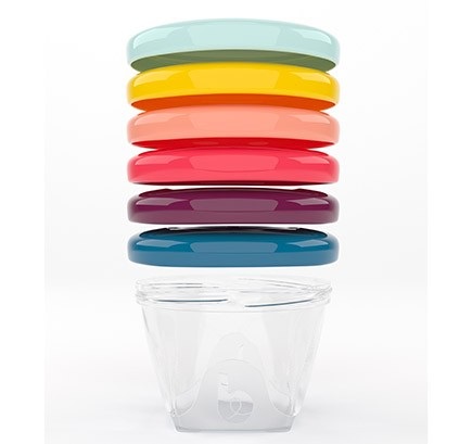 Babymoov Babybols - Lotto di 6 Vasetti di Conservazione Ermetici da 180 ml, Senza BPA, Multicolore
