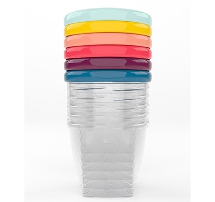 Babymoov Babybols Set da Sei Contenitori Ermetici da 250 ml Multicolore - Ideali per Svezzamento e Conservazione Pappe