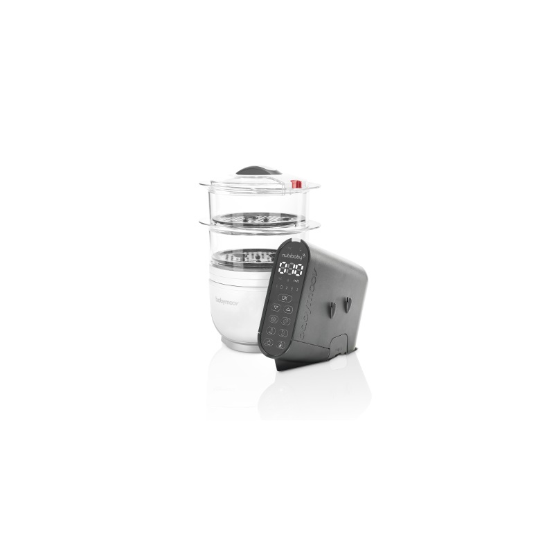 Babymoov Nutribaby Cuocipappa Multifunzione 6 in 1 - Cuocivapore, Frullatore, Grande Capacità, 400 W, Grigio