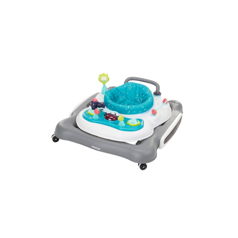 Babymoov Girello 5 in 1 Evolutivo per Bambini - Deambulatore, Corrimano, Dondolo, Area Giochi, Altezza Regolabile, Sedile Girevole a 360°