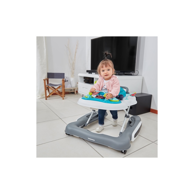 Babymoov Girello 5 in 1 Evolutivo per Bambini - Deambulatore, Corrimano, Dondolo, Area Giochi, Altezza Regolabile, Sedile Girevole a 360°