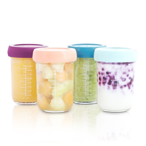Babymoov Babybols Set 4 Vasetti Ermetici in Vetro 220 ml per Conservazione Pappe