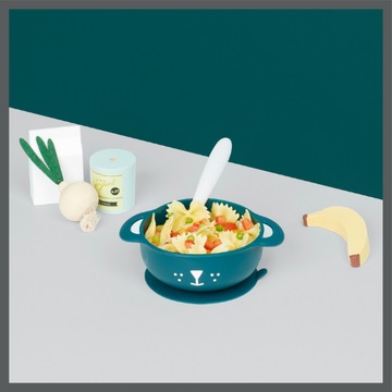 Babymoov TAST'ISY Set Pappa per Bambini 15-24 mesi, 2 pz, in Silicone con Design Cane Blu