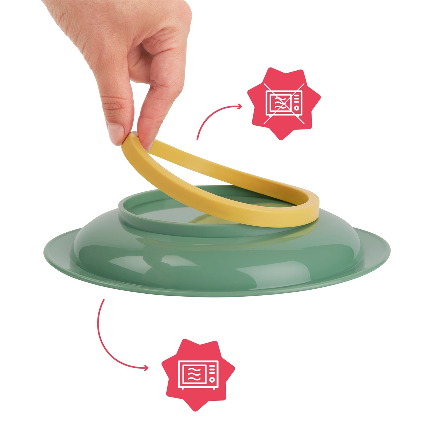 Badabulle Set di 3 Piatti Antiscivolo per Bambini - Infrangibili e Facili da Lavare, Diametro 18 cm