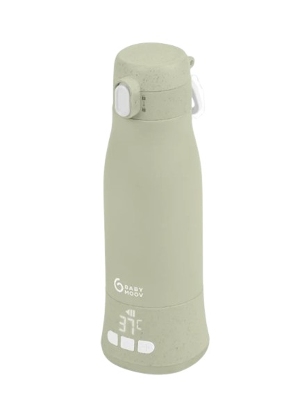 Babymoov Scaldabiberon Portatile Ricaricabile 340 ml Sage Green - Moov & Feed, Temperatura Regolabile, Mantenimento al Caldo fino a 7 Ore