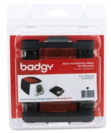Badgy CBGR0500K Nastro di Stampa Monocromatico Nero - 500 Stampe per Stampanti Evolis Badgy