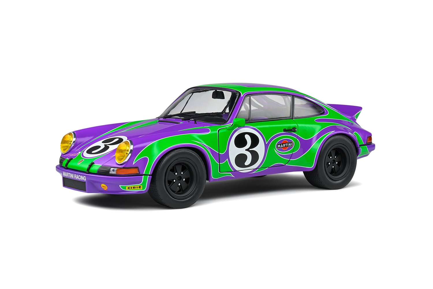 SOLIDO Porsche 911 RSR N.3 Hippy Tribute 1973 Modellino Auto 1:18 Viola/Verde in Pressofusione