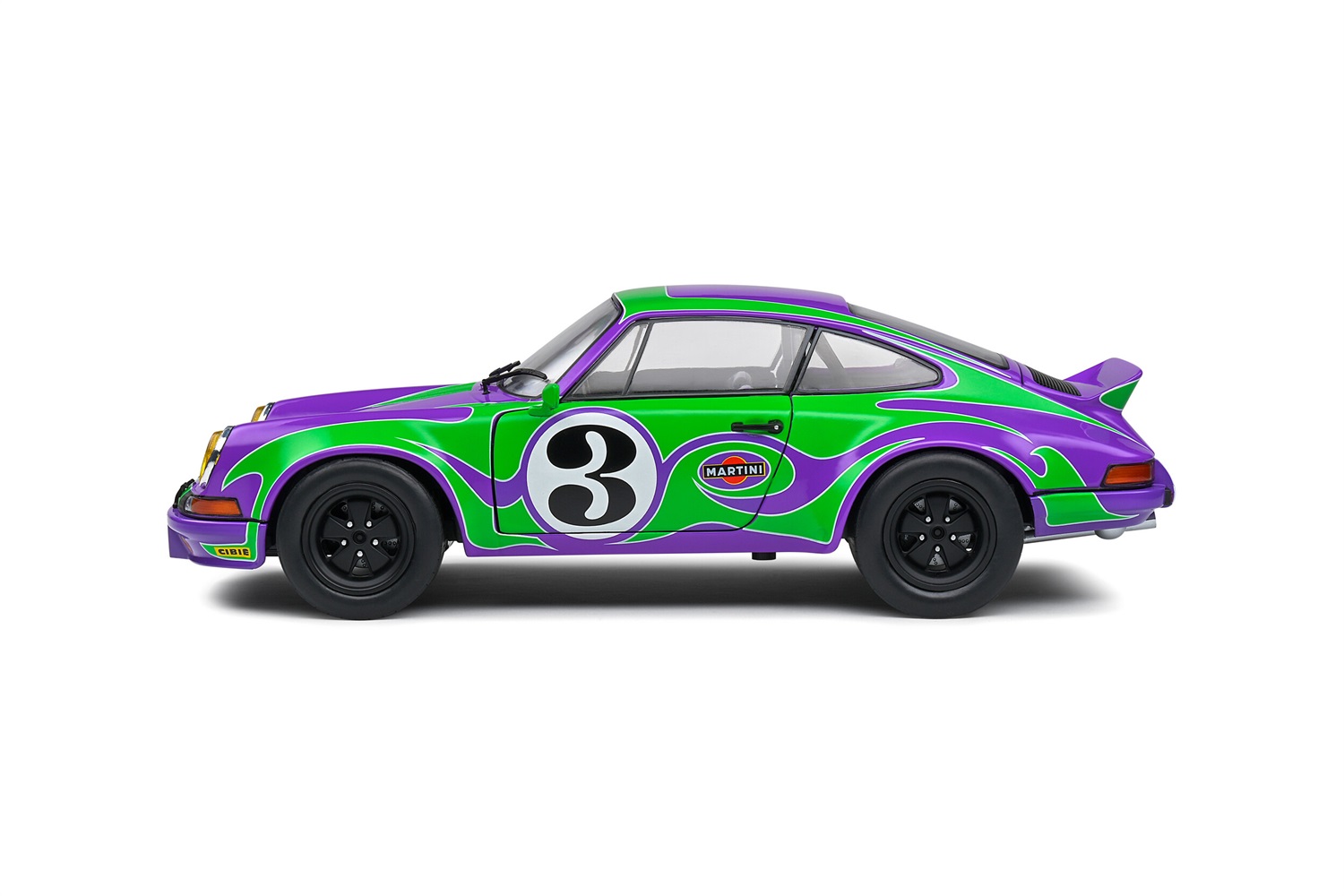 SOLIDO Porsche 911 RSR N.3 Hippy Tribute 1973 Modellino Auto 1:18 Viola/Verde in Pressofusione