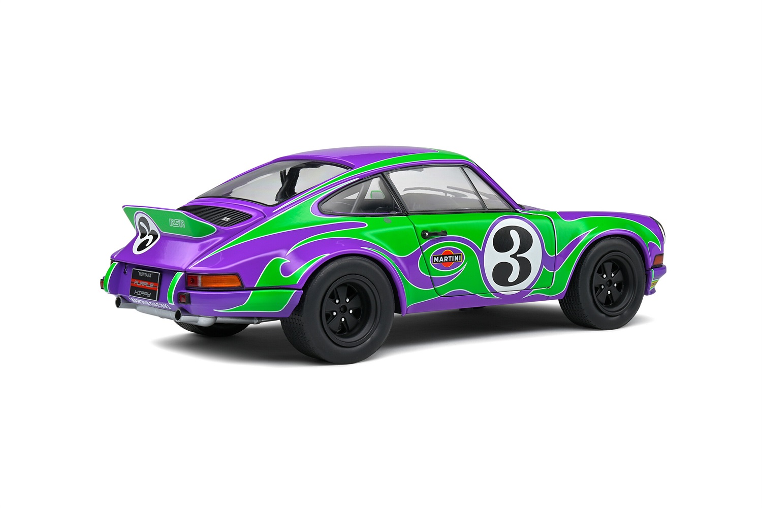 SOLIDO Porsche 911 RSR N.3 Hippy Tribute 1973 Modellino Auto 1:18 Viola/Verde in Pressofusione