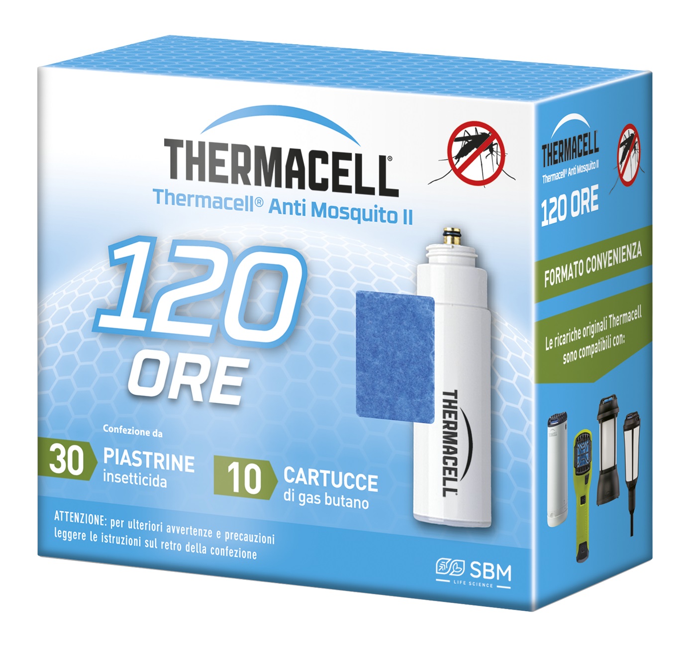 Thermacell Ricarica per Repellente Antizanzare - 120 Ore di Protezione, 10 Cartucce di Butano e 30 Piastrine, Area Protetta di 21 m², Inodore e Sicuro