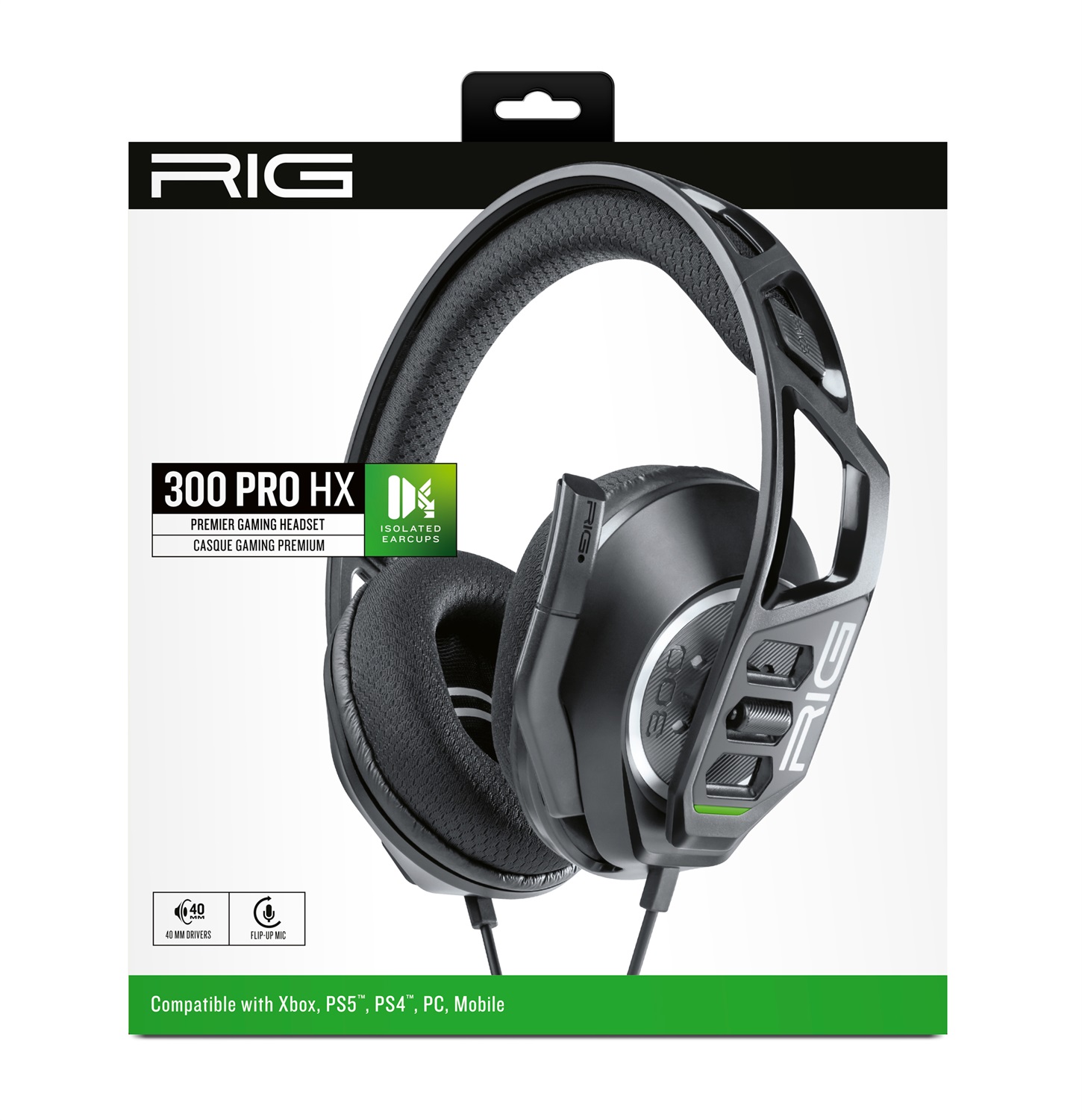 Nacon RIG 300 PRO HX - Cuffie da Gioco Cablato per XBOX SERIES X/S/ONE, Nero, con Driver da 40 mm e Isolamento Acustico