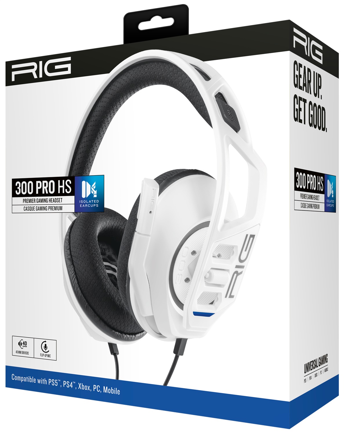 NACON RIG 300 PRO HS Auricolare Cablato Gaming Bianco per PS4/PS5 e PC con Driver da 40 mm