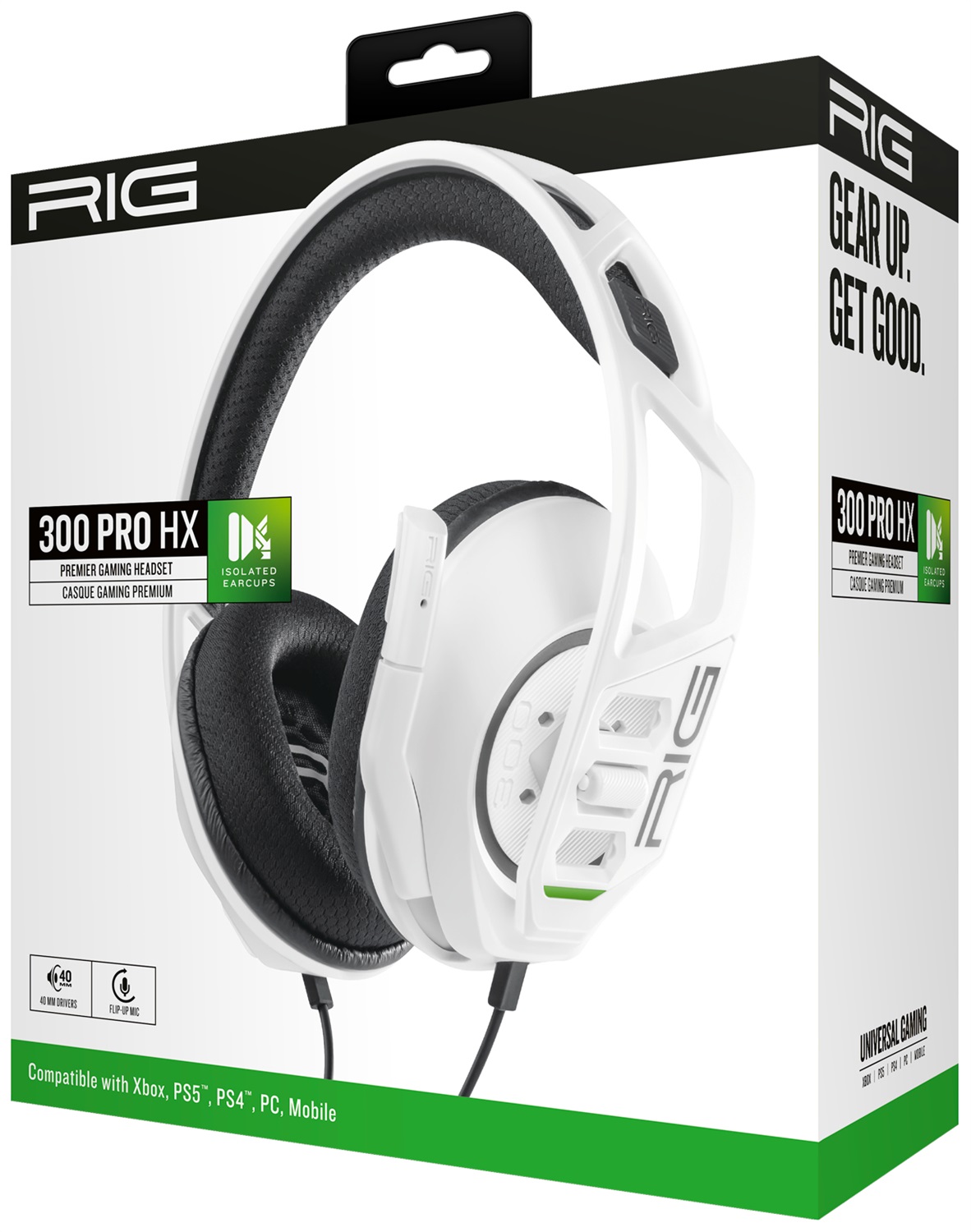 Nacon RIG 300 PRO HX - Cuffie da gioco Cablate per Xbox Serie X/S/ONE, Bianco, Driver da 40 mm, Isolamento Rumore