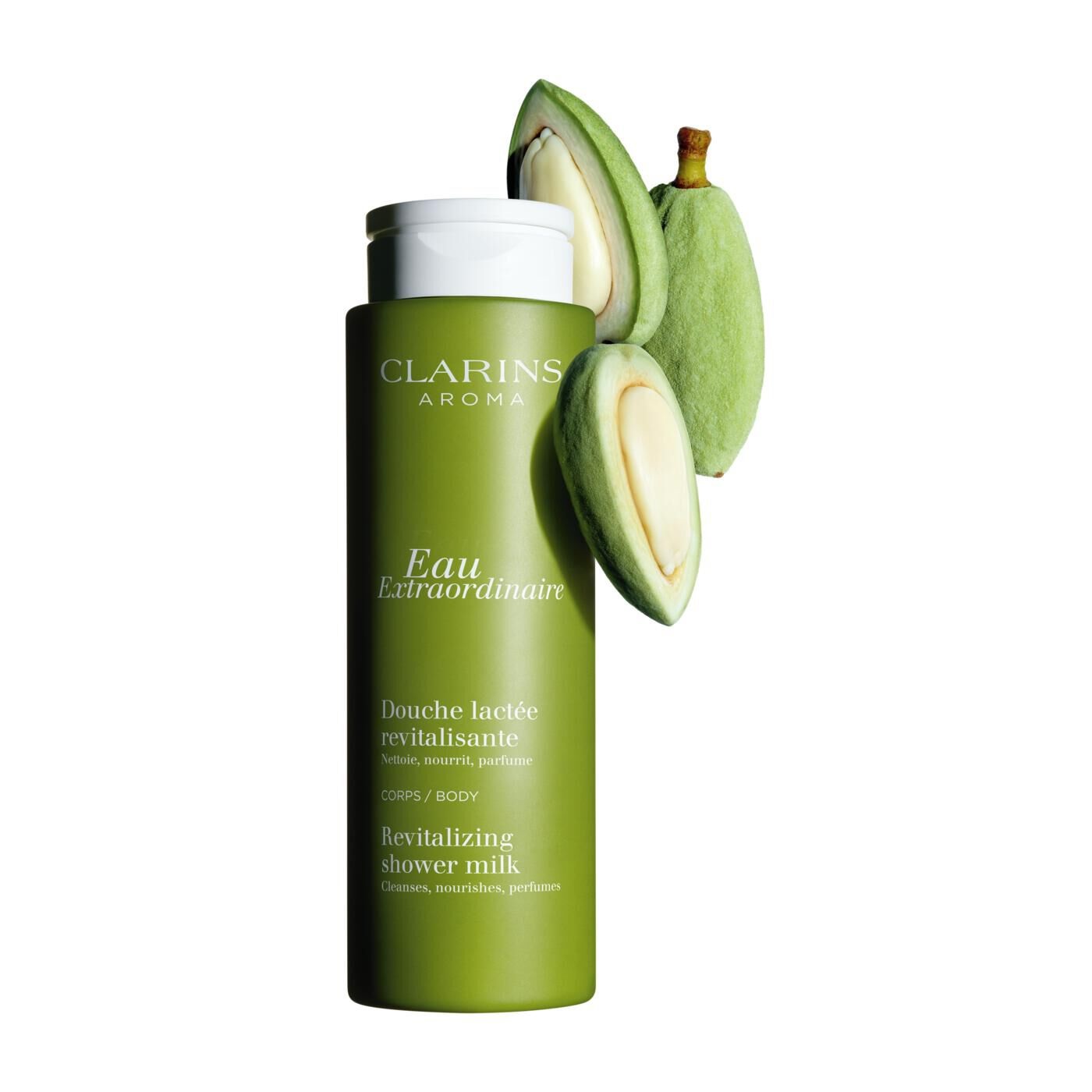 Clarins Latte Doccia Eau Extraordinaire 200 ml - Crema Doccia Rivitalizzante con Oli Essenziali e Olio di Mandorle Dolci