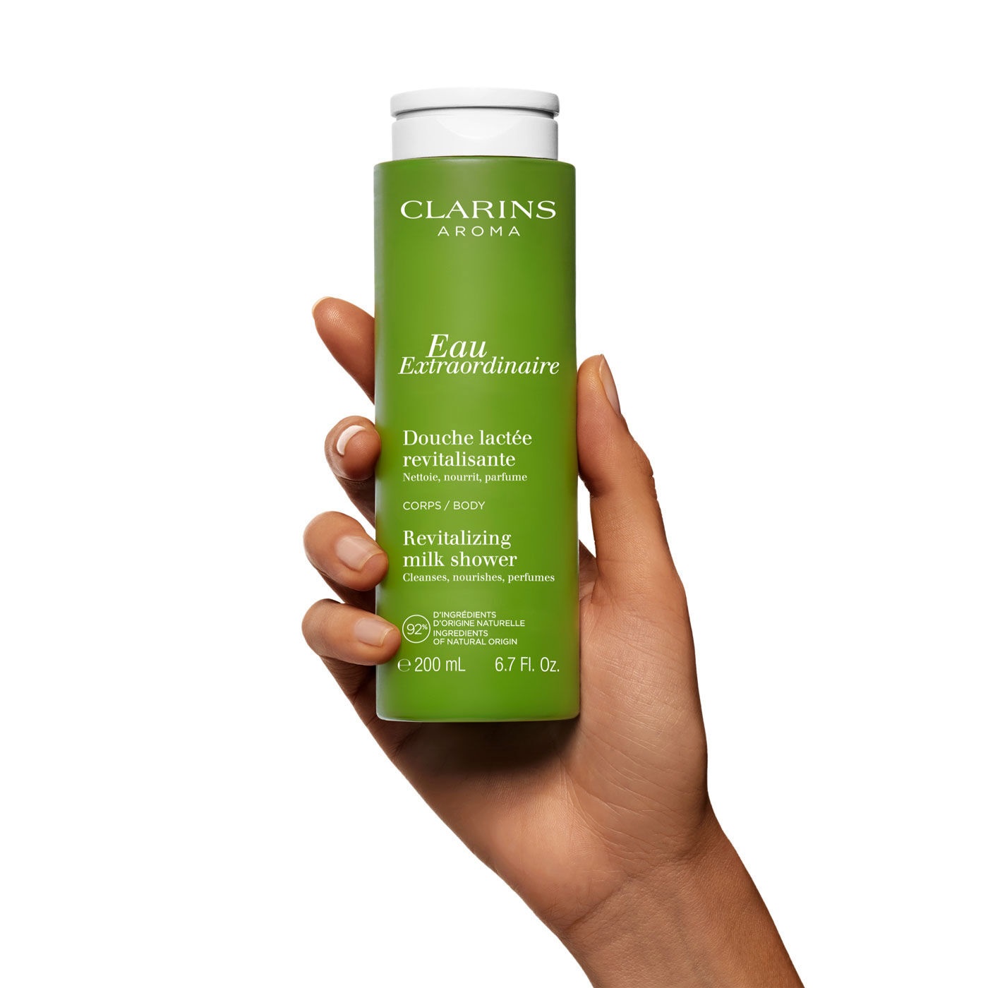 Clarins Latte Doccia Eau Extraordinaire 200 ml - Crema Doccia Rivitalizzante con Oli Essenziali e Olio di Mandorle Dolci