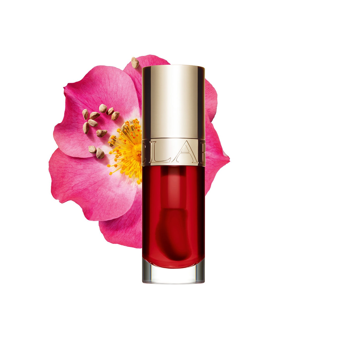 Clarins Lip Comfort Oil 08 Strawberry 7ml - Olio Labbra Nutriente e Protettivo con 93% Ingredienti Naturali