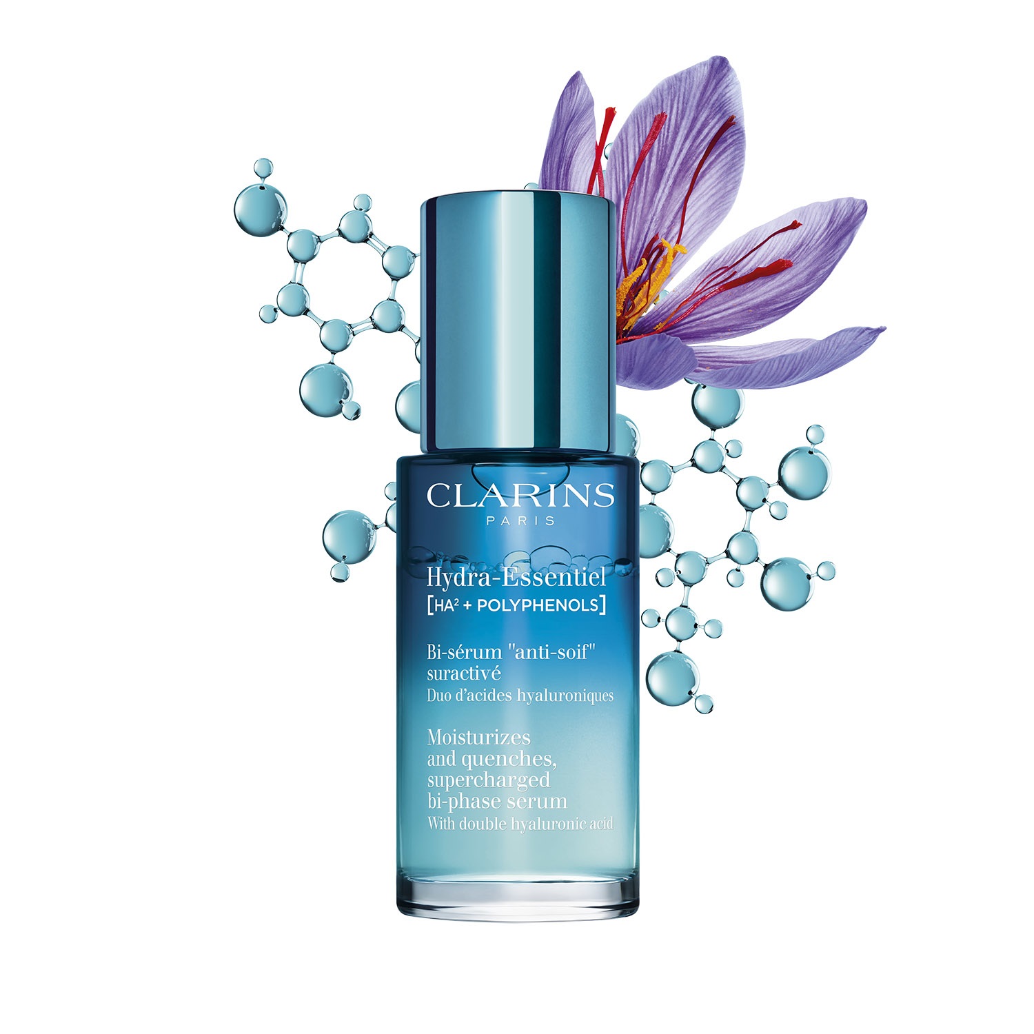 Clarins Hydra-Essentiel [HA²] Siero Bifase Idratante 30 ml - Idratazione Ultra-Attiva con Acido Ialuronico e Polifenoli