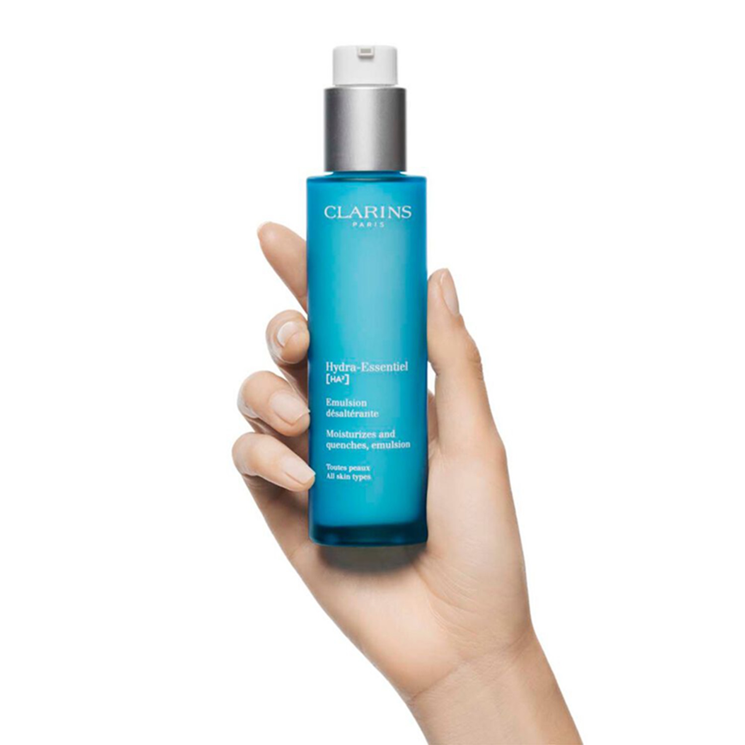 Clarins Hydra-Essentiel Emulsione Viso Idratante e Rimpolpante 75 ml - Acido Ialuronico, Estratto di Goethe Bio, Acqua di Rosa di Damasco