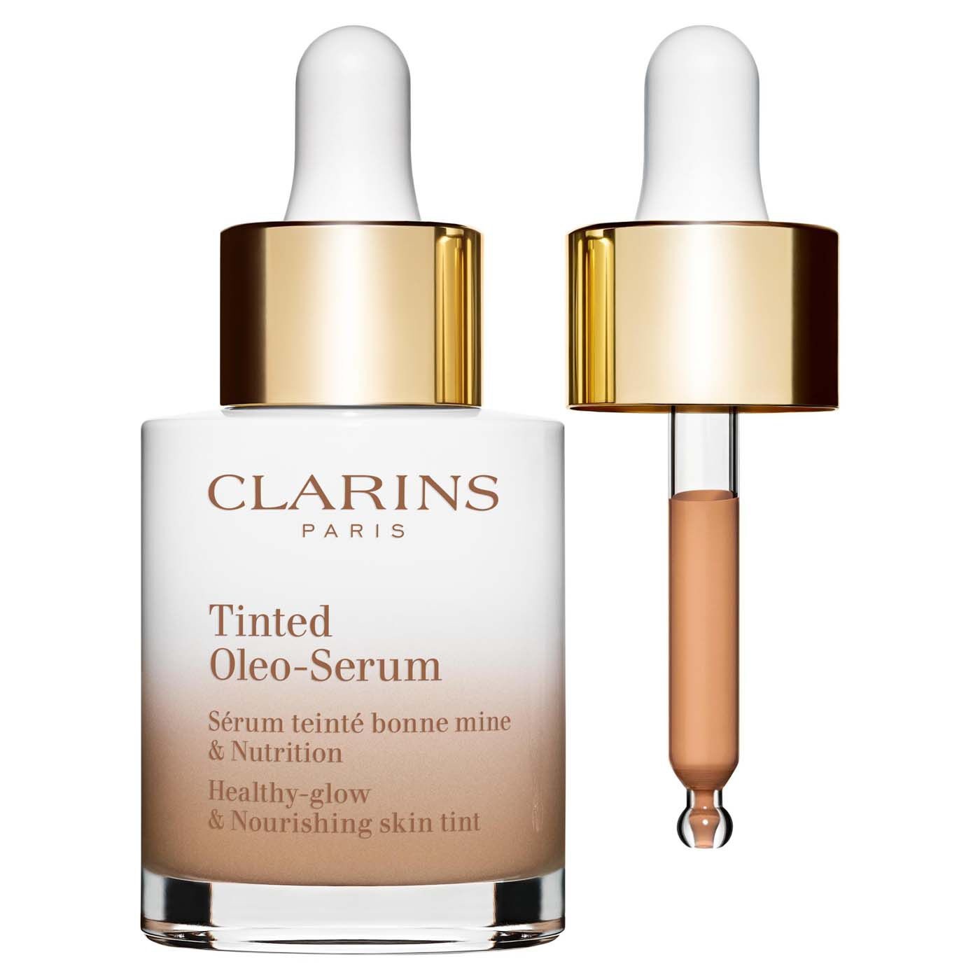 Clarins Tinted Oleo-Serum Fondotinta in Siero 30 ml - N. 02, Coprenza Modulabile, Nutriente e Illuminante