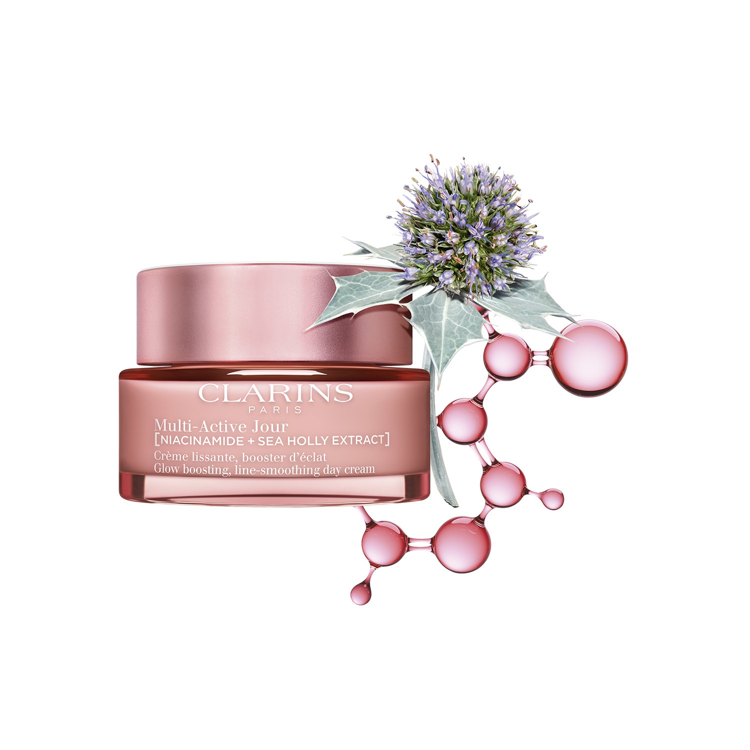 Clarins Multi-Active Giorno Crema da Giorno per Pelli Secche 50 ml - Levigante e Booster di Luminosità con Niacinamide ed Estratto di Eringio Marino