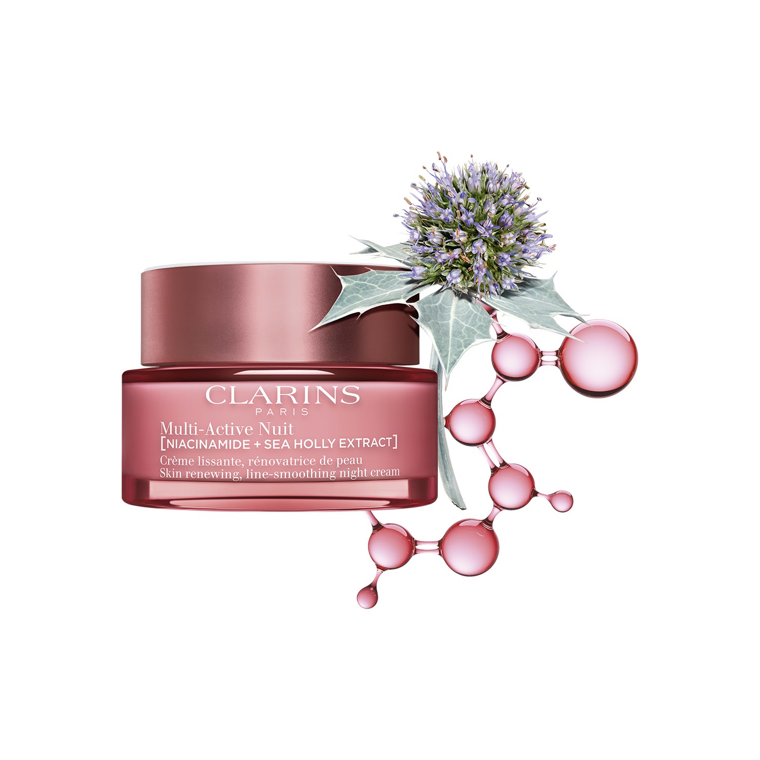 Clarins Multi-Active Crema Notte Levigante Rigenerante per Pelli Secche 50ml - Arricchita con Niacinamide e Estratto di Eringio Marino