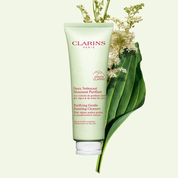 Clarins Doux Nettoyant Moussant Purifiant - Detergente Schiumogeno Purificante 125 ml per Pelle Mista e Grassa con Estratti di Erbe Alpine