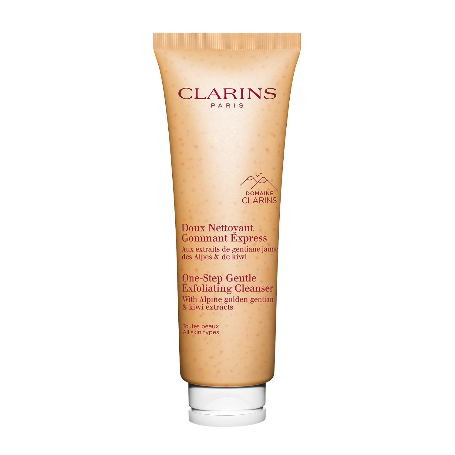 Clarins Doux Nettoyant Gommant Express 125 ml - Detergente Esfoliante 3-in-1 per Tutti i Tipi di Pelle con Estratti di Erbe Alpine