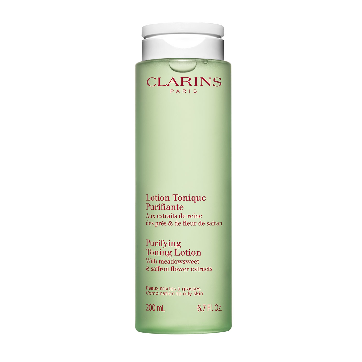 Clarins Lotion Tonique Purifiante 200 ml - Tonico Purificante per Pelle Mista e Grassa con Estratti di Regina dei Prati e Fiore di Zafferano