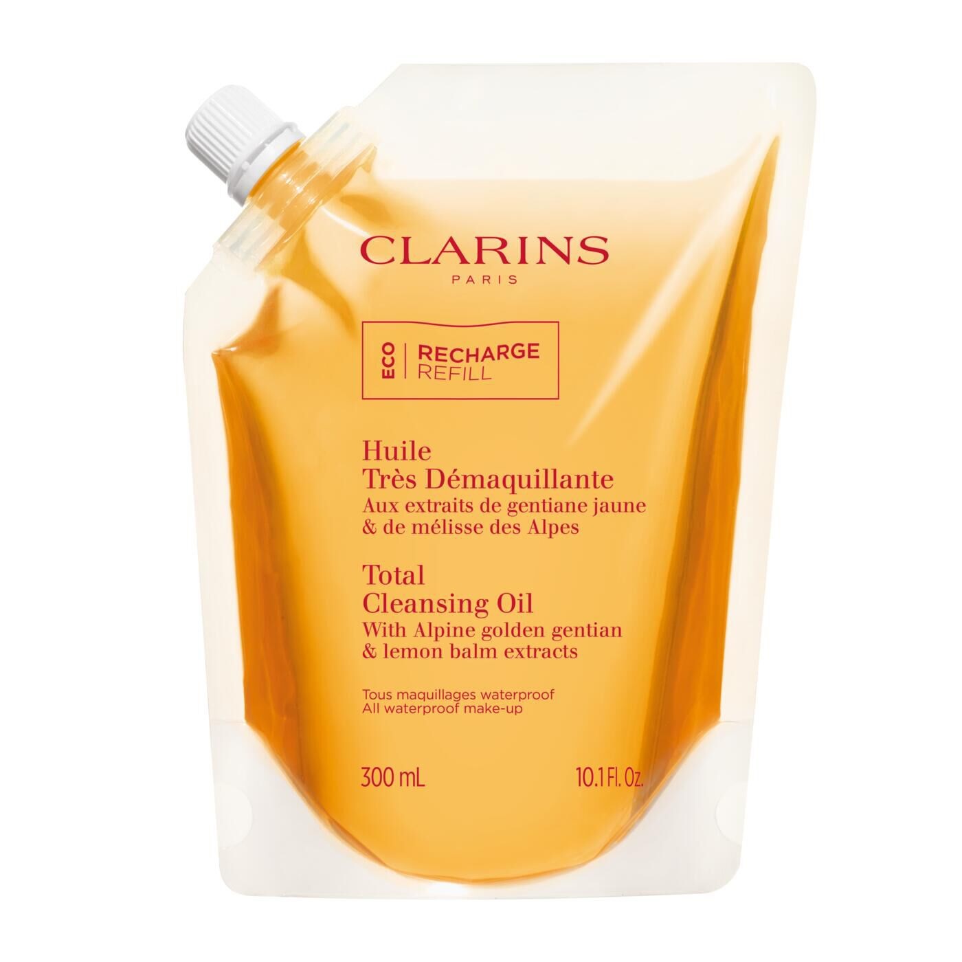 Clarins Olio Ultra Detergente 300 ml - Ricarica, Rimuove Make-up Waterproof, Formula Lenitiva con Estratti Bio di Genziana e Melissa