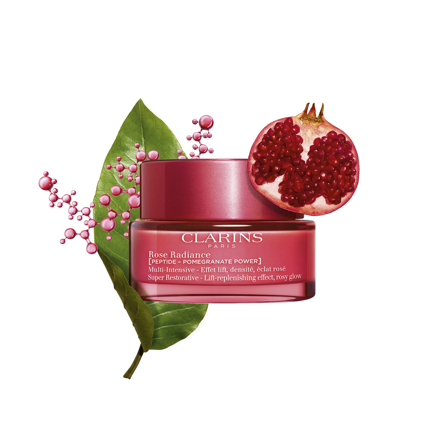 Clarins Rose Radiance Multi-Intensive Crema Viso Rimpolpante 50ml - Trattamento Giorno Illuminante e Anti-Età con Peptide e Pomegranate Power