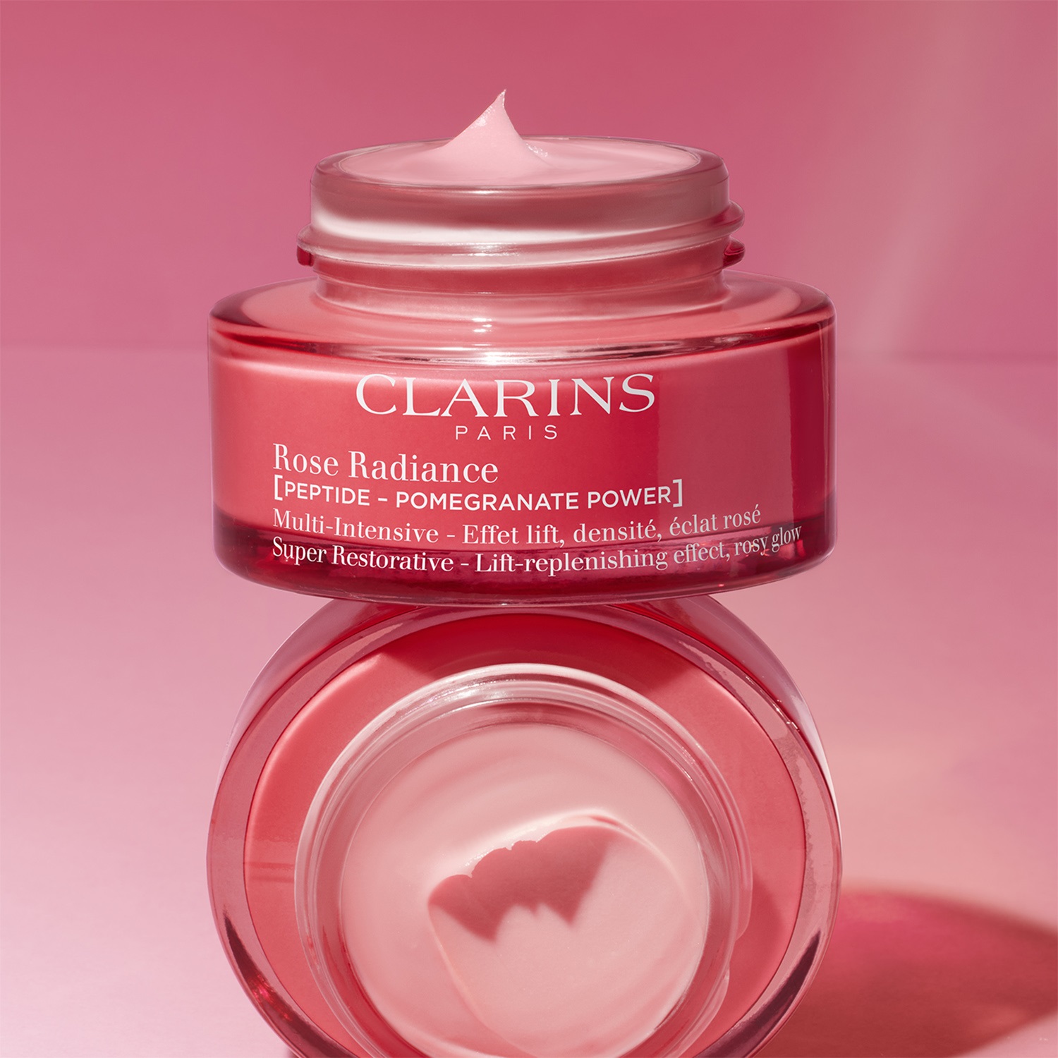 Clarins Rose Radiance Multi-Intensive Crema Viso Rimpolpante 50ml - Trattamento Giorno Illuminante e Anti-Età con Peptide e Pomegranate Power