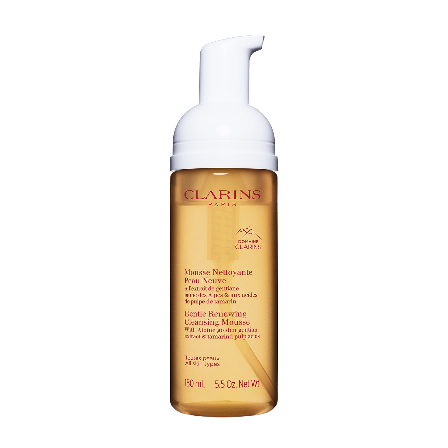 Clarins Mousse Detergente Rinnovatrice 150ml - Mousse Nettoyante Peau Neuve con Acidi della Polpa di Tamarindo e Estratti di Erbe delle Alpi