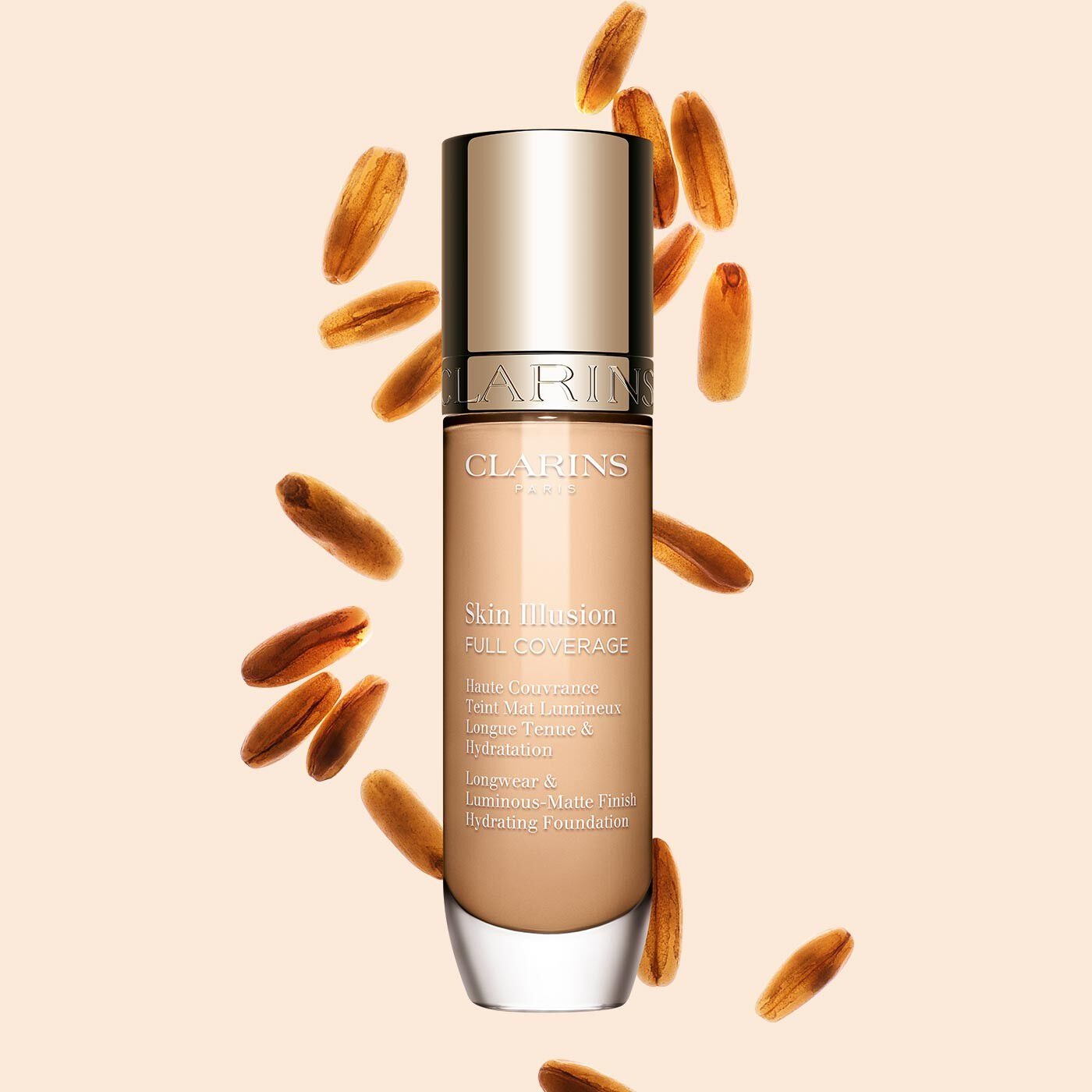 Clarins Skin Illusion Full Coverage Fondotinta Liquido 105N - Alta Coprenza, 24 Ore di Tenuta e Comfort Assoluto
