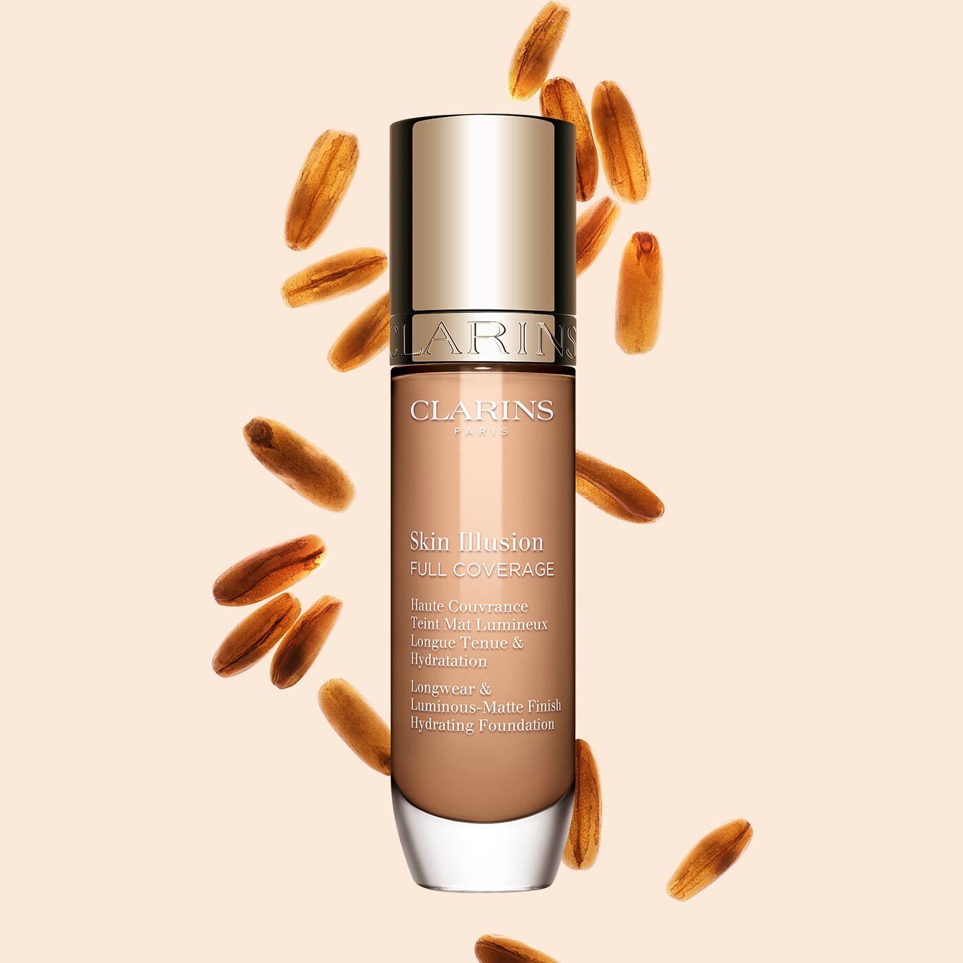 Clarins Skin Illusion Full Coverage Fondotinta Liquido 107C - Alta Coprenza, 24 Ore di Tenuta, Finish Mat Luminoso