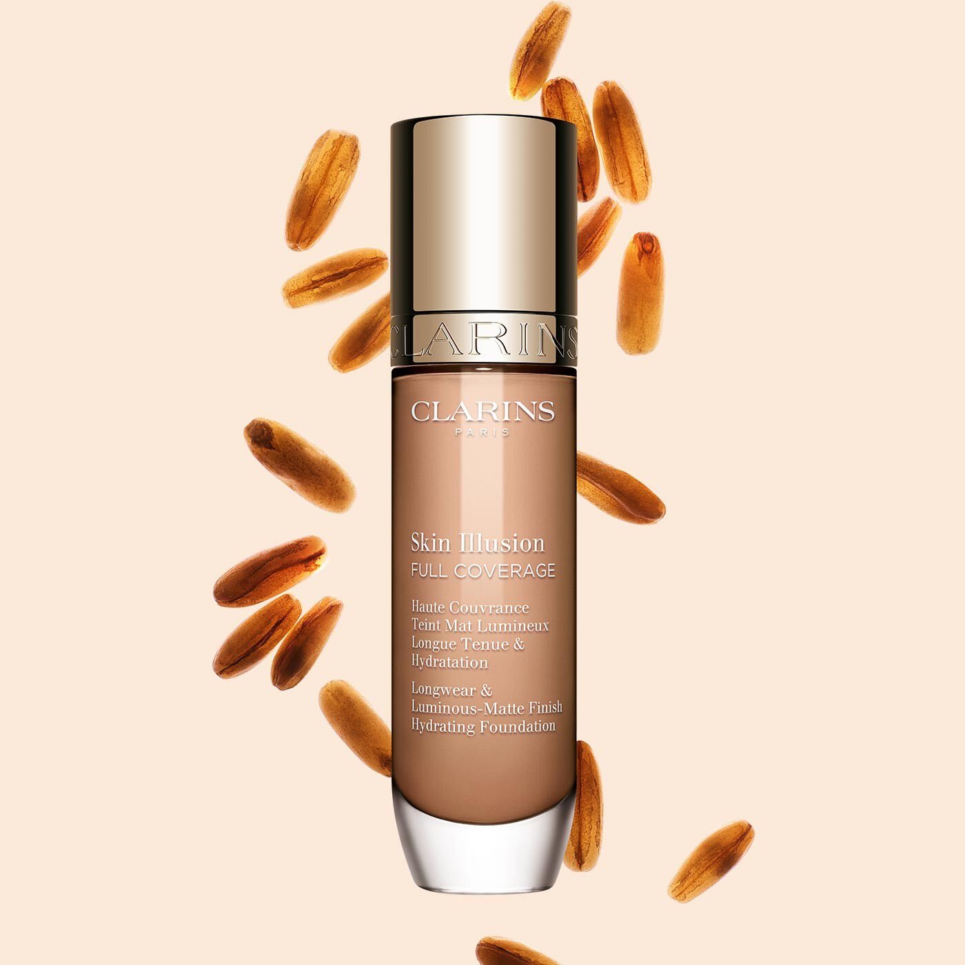 Clarins Skin Illusion Full Coverage Fondotinta Alta Coprenza 109C 30 ml - Tenuta 24 Ore, Comfort a Prova di Emozioni, Finish Mat Luminoso