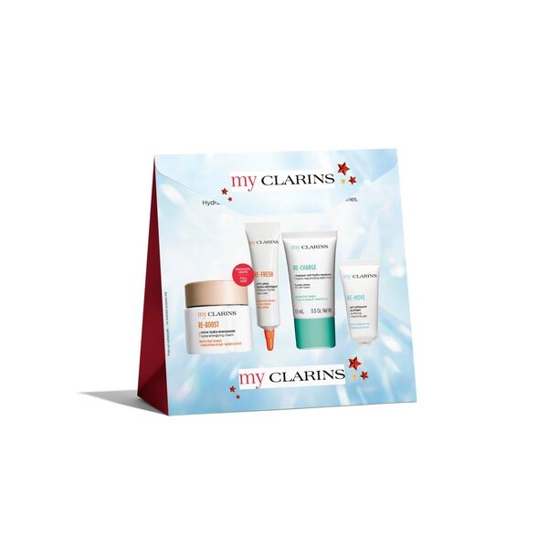 Clarins My Clarins Cofanetto - Kit per Pelle Giovane con Gel Detergente Purificante, Crema Idratante e Maschera Notte