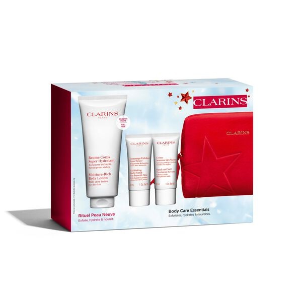 Clarins Cofanetto Rituale Idratazione Corpo - Crema Corpo Super Idratante 200 ml, Gommage Esfoliante 30 ml, Crema Mani 30 ml