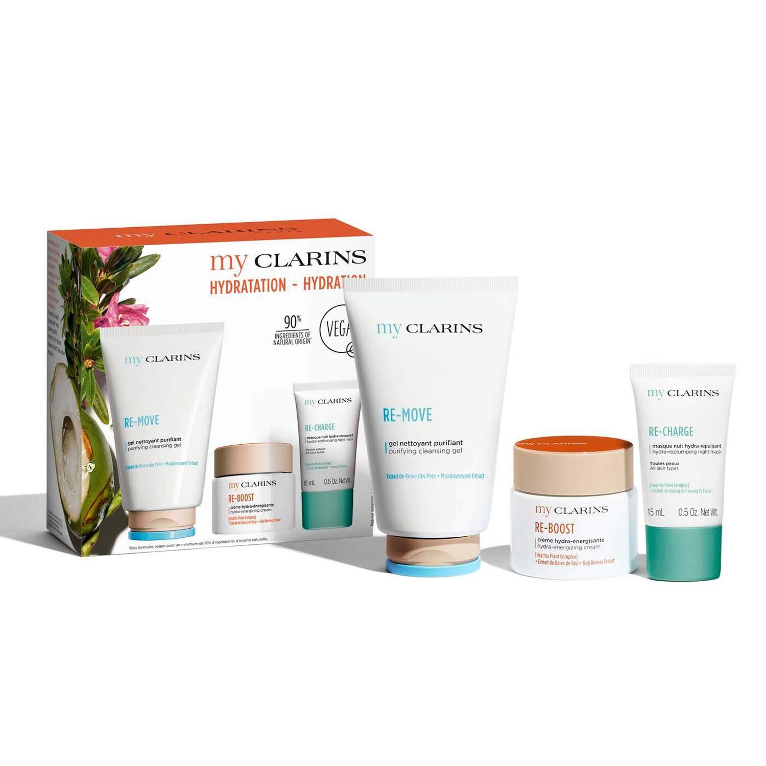 Clarins My Clarins Cofanetto Idratazione - Gel Detergente Purificante 125 ml, Crema Idratante 50 ml, Crema 15 ml