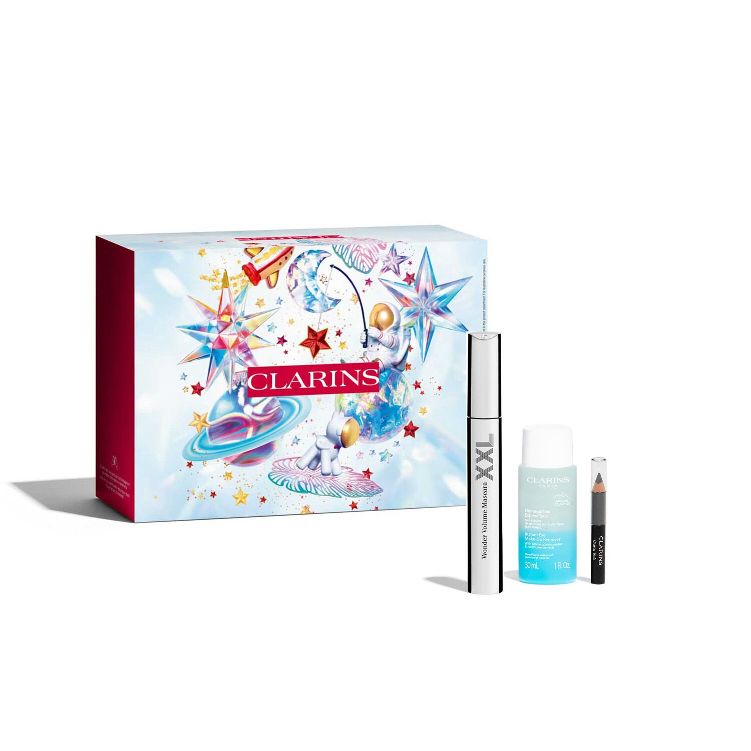 Clarins Cofanetto Look Occhi XXL - Include Wonder Volume Mascara XXL 8 ml, Struccante Occhi Express 30 ml e Matita Occhi