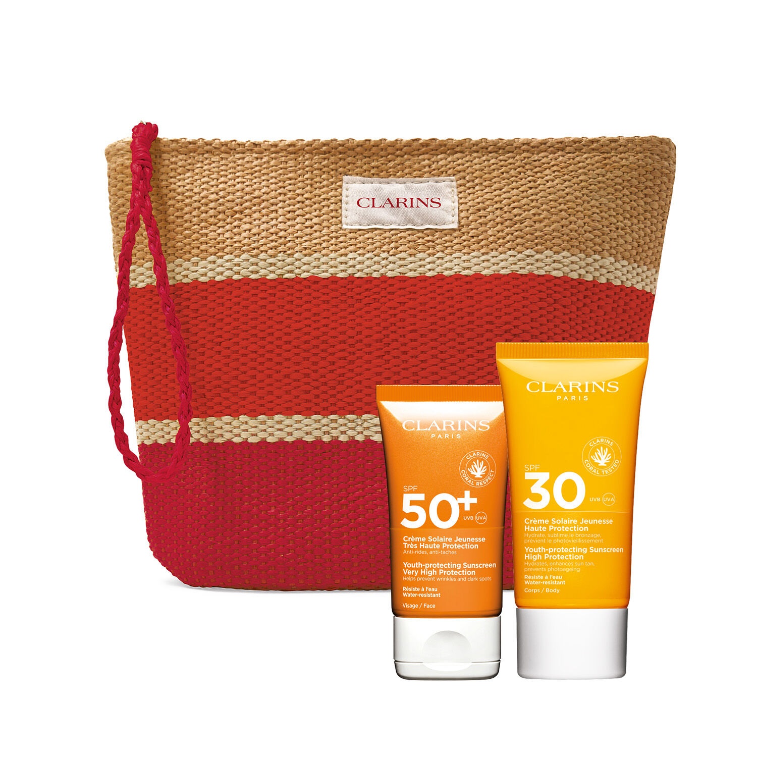 Clarins Routine Protezione Solare Anti-Età - Cofanetto con Crema Viso SPF 50 50 ml e Crema Corpo SPF 30 75 ml