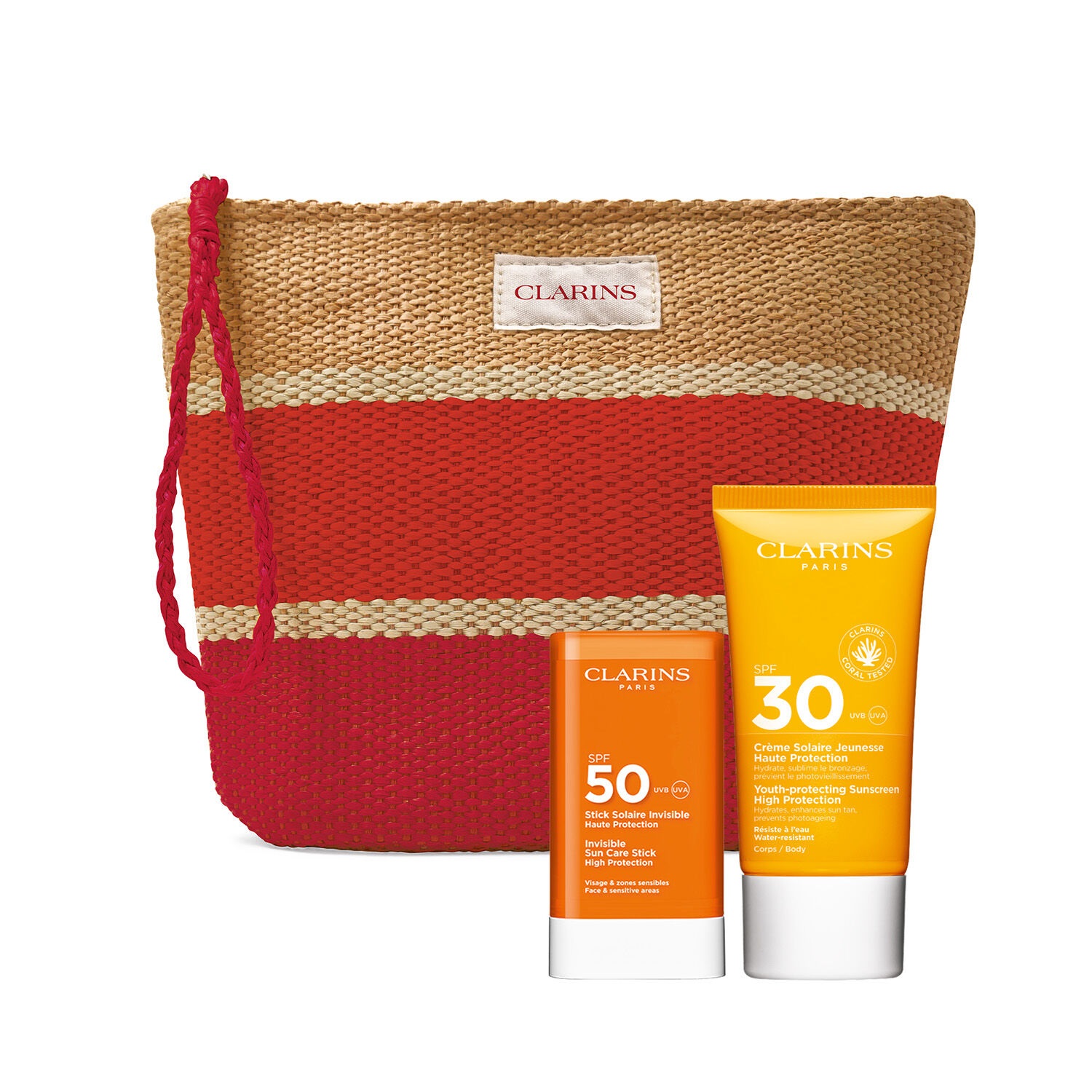 Clarins Routine Protezione Solare Anti-Età - Stick Solare Invisibile SPF50 17 g Crema Solare Corpo SPF30 75 ml